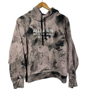 AllSaints Womens Magna Talie Hoodie Out of This World Pink Black Marbled Sz M